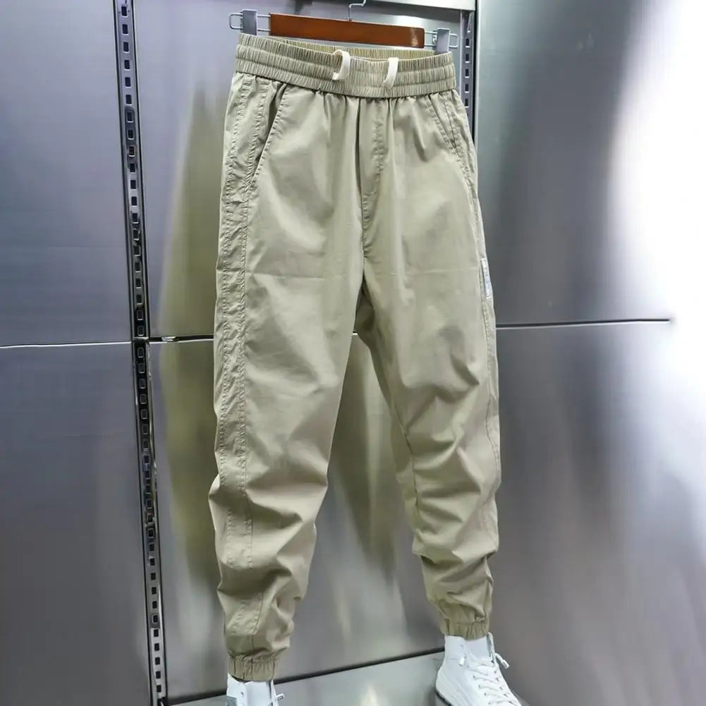 Track Pants - Men's Lightweight Drawstring Baggy Joggers-Men's Jogging Pants-Chaps of London-Khaki-S-Chaps of London