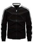 Tracksuit Jacket - Men's Zip-Up Striped Sport Jacket-Men’s Tracksuit Jacket-Chaps of London-Black-XS-Chaps of London
