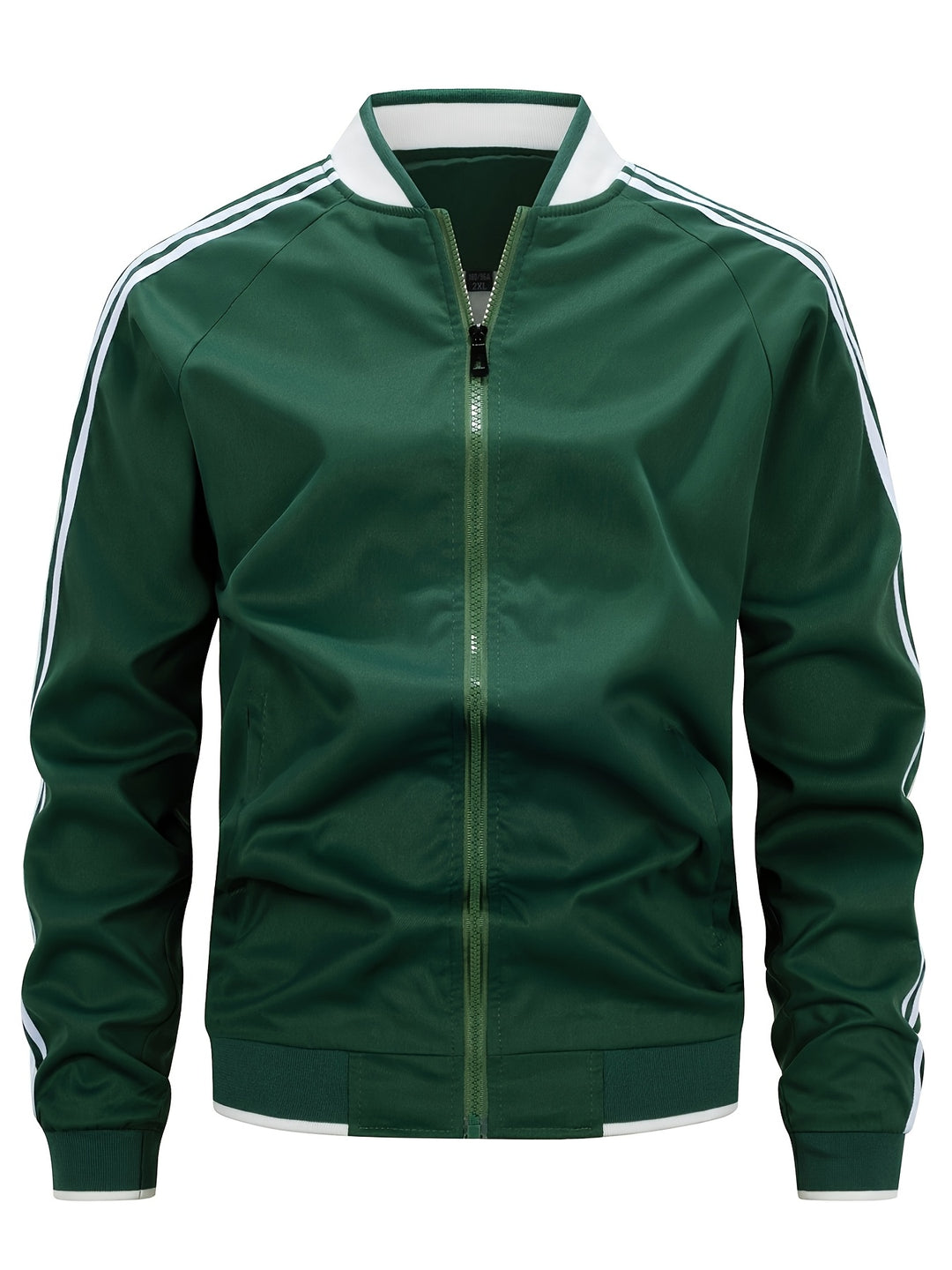 Tracksuit Jacket - Men's Zip-Up Striped Sport Jacket-Men’s Tracksuit Jacket-Chaps of London-Green-XS-Chaps of London