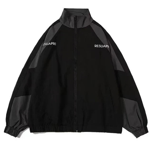 Tracksuit Jacket - Zip-Up - Oversized - Windbreaker Jacket - Men's Jacket-Men's Windbreaker Jacket-Chaps of London-Black-S-Chaps of London