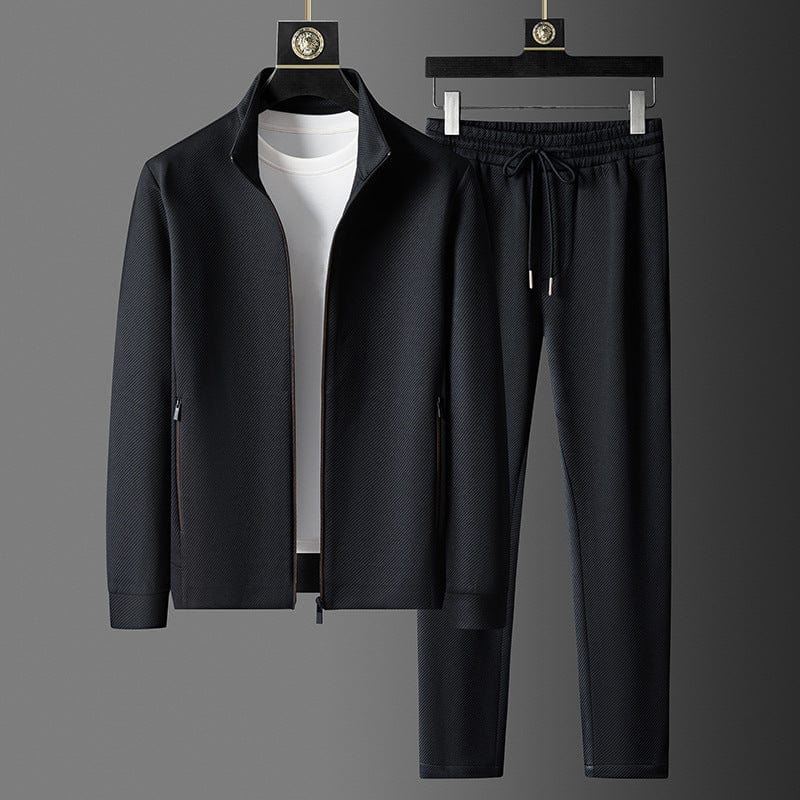 Tracksuit | Zip-Up | Activewear | Men's Jogging Suit Sets | Men's Clothing-Chaps of London-Black-XS-Chaps of London