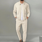 Tracksuit | Zip-Up | Co-Ord Set | Two-Piece Set | Men's Clothing-Men Set-Chaps of London-Beige-S-Chaps of London