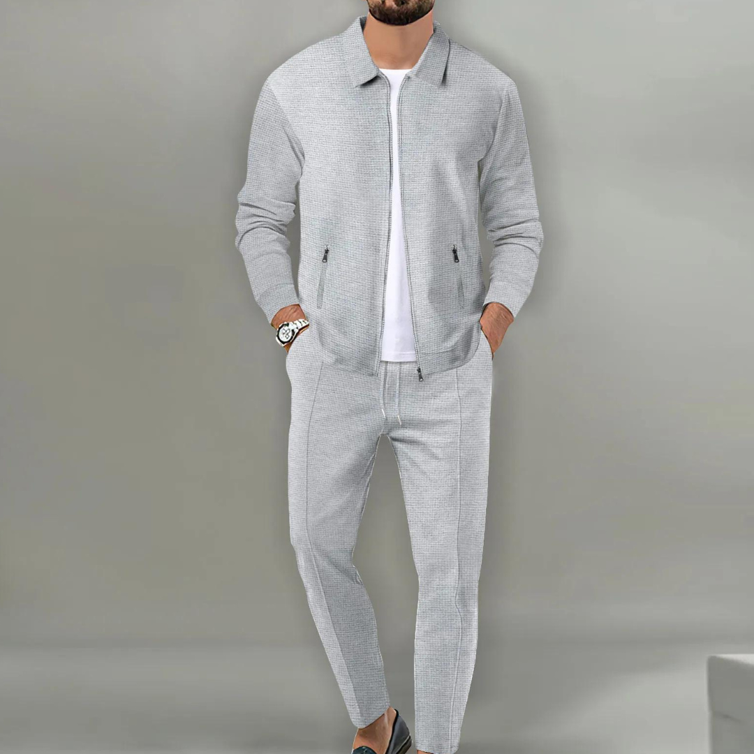 Tracksuit | Zip-Up | Co-Ord Set | Two-Piece Set | Men's Clothing-Men Set-Chaps of London-Gray-S-Chaps of London