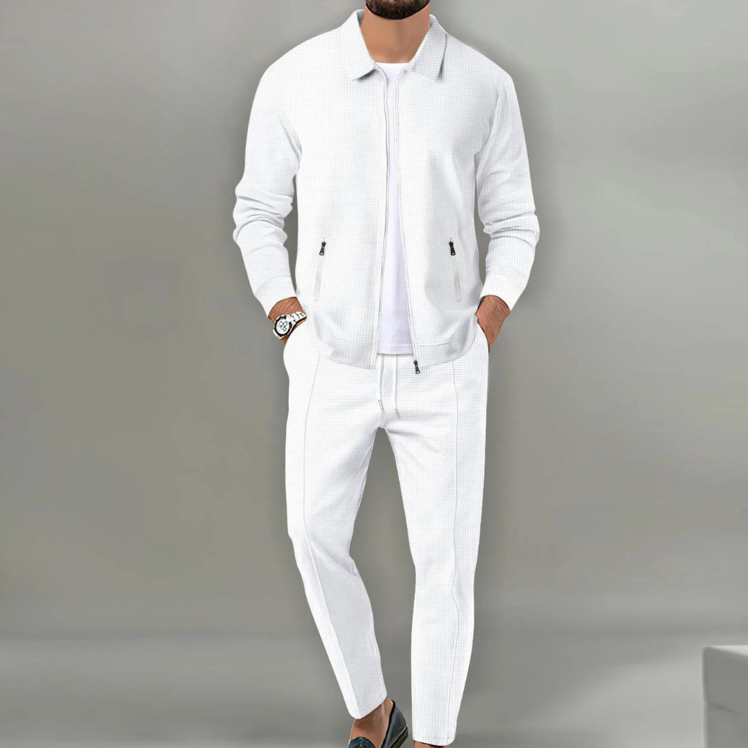 Tracksuit | Zip-Up | Co-Ord Set | Two-Piece Set | Men's Clothing-Men Set-Chaps of London-White-S-Chaps of London