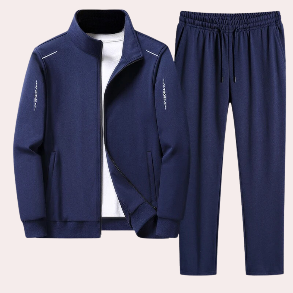 Tracksuit - Zip-Up - Leisure - Two-Piece Set - Workout Wear for Men-Fashion Men Tracksuit All-year-Chaps of London-Blue-M-Chaps of London