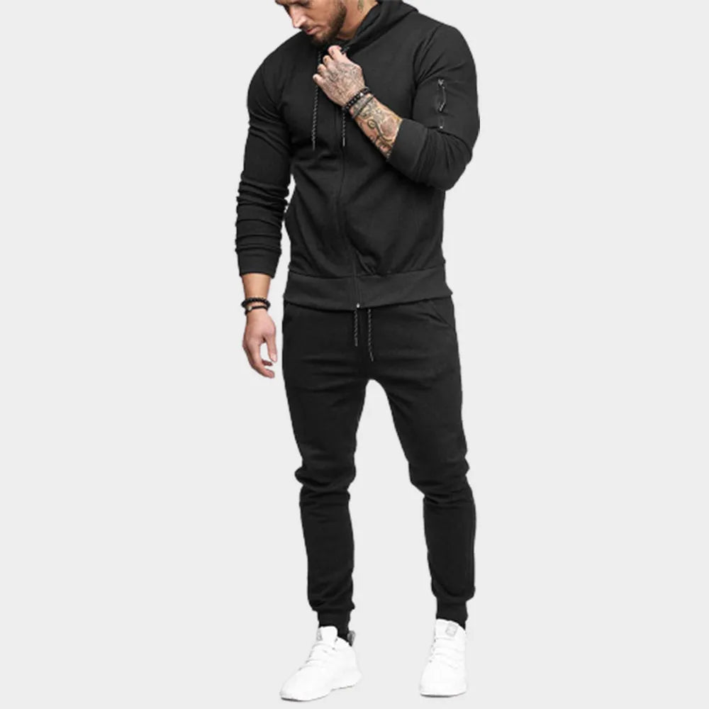 Tracksuit | Zip Up | Two-Piece | Jogging Set | Men's Co-Ord Set-Melvin Joggingspak-Chaps of London-Black-S-Chaps of London