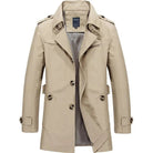 Trench Coat - Men's Classic Mid Length Single Breasted Trench Coat-Chaps of London-Beige-M-Chaps of London