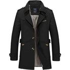 Trench Coat - Men's Classic Mid Length Single Breasted Trench Coat-Chaps of London-Black-M-Chaps of London