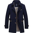 Trench Coat - Men's Classic Mid Length Single Breasted Trench Coat-Chaps of London-Blue-M-Chaps of London