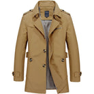 Trench Coat - Men's Classic Mid Length Single Breasted Trench Coat-Chaps of London-Khaki-M-Chaps of London