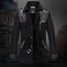 Trench Coat - Men's Fleece Lined Single Breasted Winter Trench Coat-Chaps of London-Black-L-Chaps of London