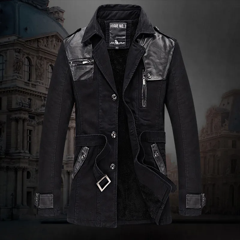 Trench Coat - Men's Fleece Lined Single Breasted Winter Trench Coat-Chaps of London-Black-L-Chaps of London