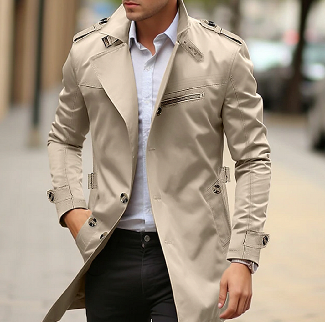 Trench Coat Mid length single breasted trench coat for men Chaps of London