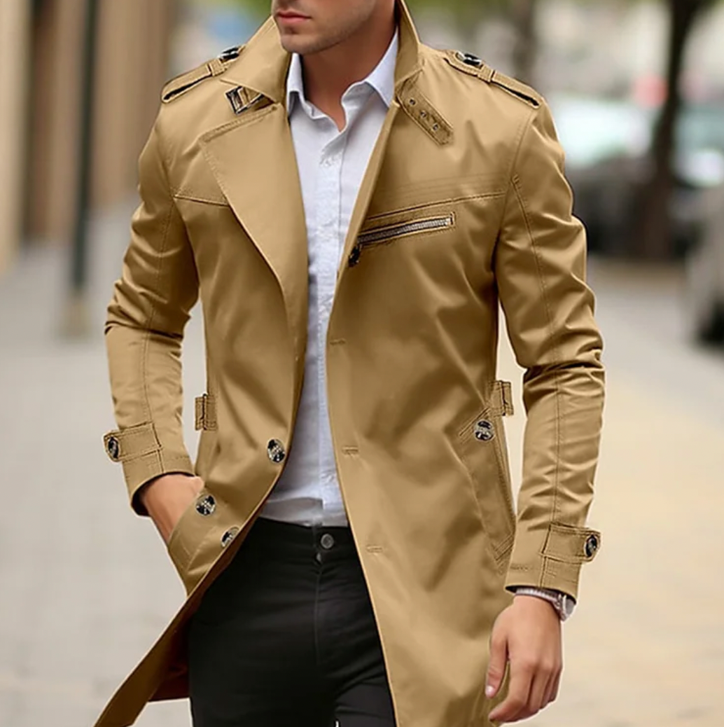 Mens mid length coat on sale