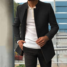 Trench Jacket - Men's Elegant Single Breasted Short Trench Coat-Chaps of London-Black-S-Chaps of London
