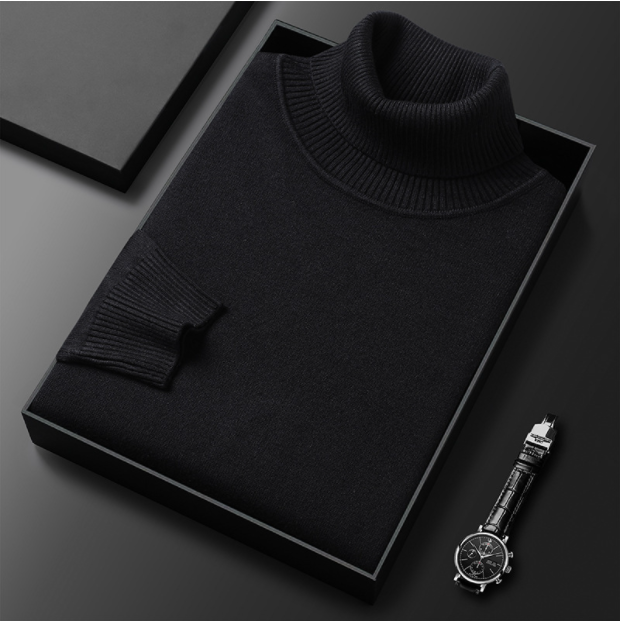 Turtleneck - High Neck - Stylish - Knitted Sweater - Men's Knitwear-Clothing & Accessories-Chaps of London-Black-M-Chaps of London