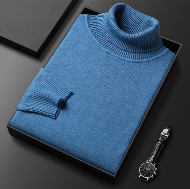 Turtleneck - High Neck - Stylish - Knitted Sweater - Men's Knitwear-Clothing & Accessories-Chaps of London-Blue-M-Chaps of London