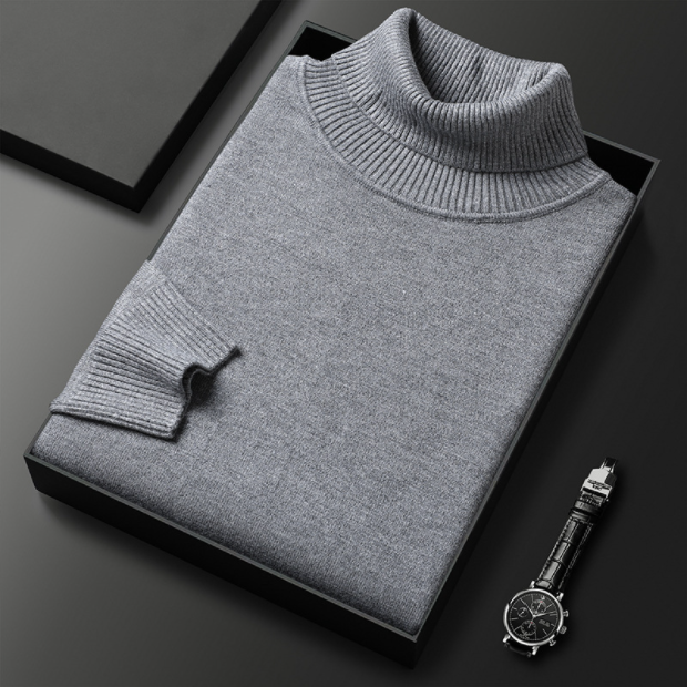 Turtleneck - High Neck - Stylish - Knitted Sweater - Men's Knitwear-Clothing & Accessories-Chaps of London-Dark Grey-M-Chaps of London