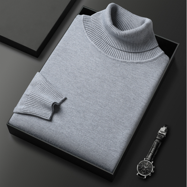 Turtleneck - High Neck - Stylish - Knitted Sweater - Men's Knitwear-Clothing & Accessories-Chaps of London-Light Grey-M-Chaps of London