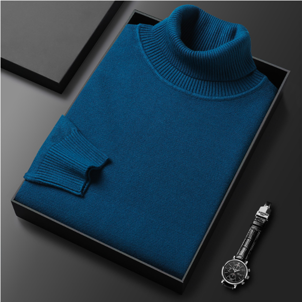 Turtleneck - High Neck - Stylish - Knitted Sweater - Men's Knitwear-Clothing & Accessories-Chaps of London-Navy Blue-M-Chaps of London