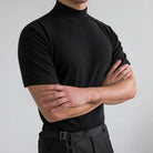 Turtleneck T-Shirt - High Neck - Plain - Sweater T-Shirt - Men's Clothing-Shirt-Chaps of London-Black-M-Chaps of London
