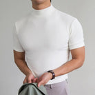 Turtleneck T-Shirt - High Neck - Plain - Sweater T-Shirt - Men's Clothing-Shirt-Chaps of London-White-M-Chaps of London