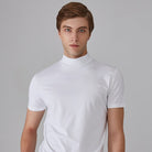 Turtleneck T-Shirt - Short Sleeve - Plain - High Neck Tee Shirts - Men's Clothing-T-shirts-Chaps of London-White-S-Chaps of London