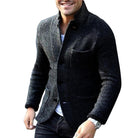 Tweed Jacket - Single Breasted - Pockets - Blazer Jacket - Men's Jacket-Fashion Men Cardigan Shawl Fall-Chaps of London-Black-S-Chaps of London