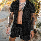 Two-Piece Set - Button-Up - Short Sleeve - Shirt and Shorts Set - Men's Summer Clothes-Hawaiian Men's Short Sleeve Set-Chaps of London-Chaps of London
