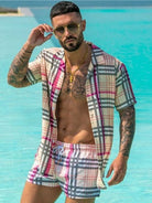 Two-Piece Set - Button-Up - Short Sleeve - Shirt and Shorts Set - Men's Summer Clothes-Hawaiian Men's Short Sleeve Set-Chaps of London-Chaps of London