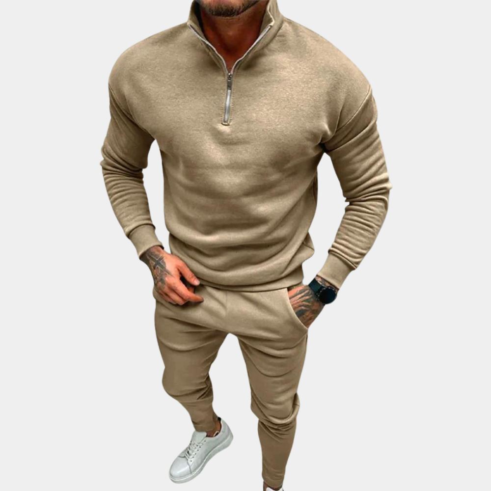 Two-Piece Set - Long Sleeve - Half Sleeve - Co-Ord Set | Men's Clothing-Bart Set-Chaps of London-Beige-S-Chaps of London