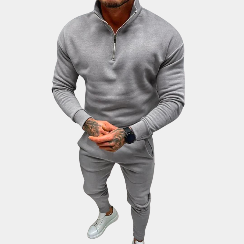 Two-Piece Set - Long Sleeve - Half Sleeve - Co-Ord Set | Men's Clothing-Bart Set-Chaps of London-Gray-S-Chaps of London