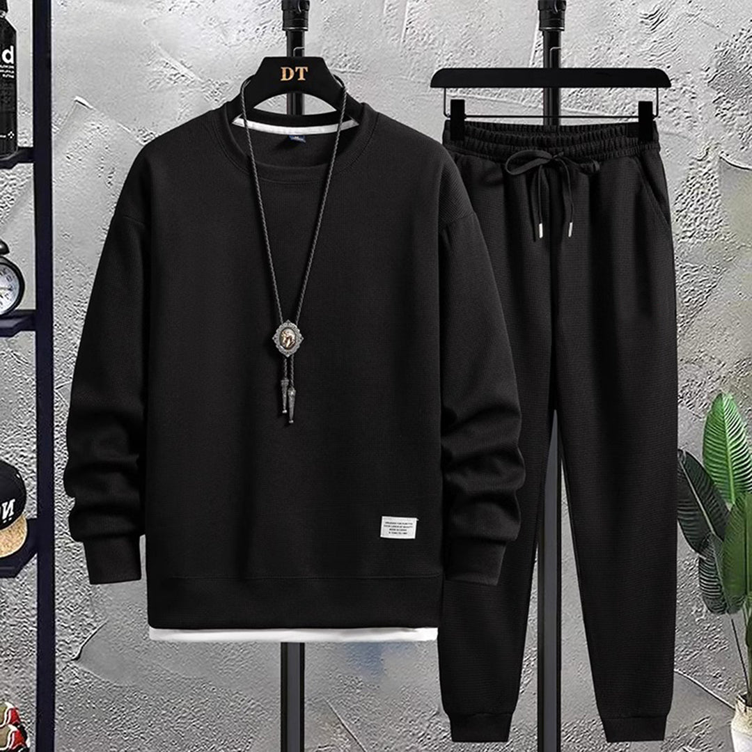 Two-Piece Set - Men's Co Ord Loose Fit Leisure Jogger Sweatshirt Set-Fashion Men Tracksuit All-year-Chaps of London-Black-M-Chaps of London