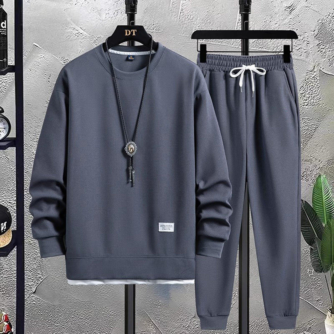 Two-Piece Set - Men's Co Ord Loose Fit Leisure Jogger Sweatshirt Set-Fashion Men Tracksuit All-year-Chaps of London-Blue-M-Chaps of London