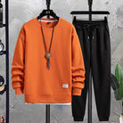 Two-Piece Set - Men's Co Ord Loose Fit Leisure Jogger Sweatshirt Set-Fashion Men Tracksuit All-year-Chaps of London-Orange-Black-M-Chaps of London