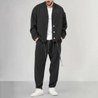 Two-Piece Set - Men's Overshirt and Sweatpants Co-Ord Set-2 piece set-Chaps of London-Black-M-Chaps of London