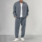 Two-Piece Set - Men's Overshirt and Sweatpants Co-Ord Set-2 piece set-Chaps of London-Dark Gray-M-Chaps of London