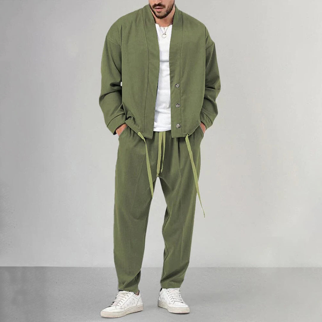Two-Piece Set - Men's Overshirt and Sweatpants Co-Ord Set-2 piece set-Chaps of London-Green-M-Chaps of London