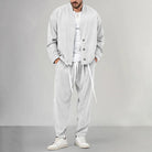 Two-Piece Set - Men's Overshirt and Sweatpants Co-Ord Set-2 piece set-Chaps of London-White-M-Chaps of London