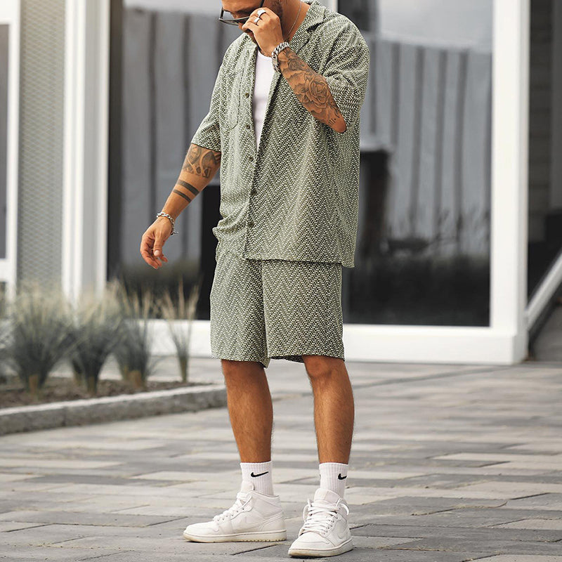 Two-Piece Set - Men's Short Sleeve Shirt and Shorts Set for Summer-Chaps of London-Chaps of London