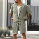 Two-Piece Set - Men's Short Sleeve Shirt and Shorts Set for Summer-Chaps of London-Green-S-Chaps of London