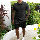 Two-Piece Set - Men's T-Shirt and Shorts Co-Ord Set for Summer-Chaps of London-Black-S-Chaps of London