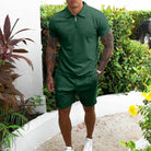 Two-Piece Set - Men's T-Shirt and Shorts Co-Ord Set for Summer-Chaps of London-Green-S-Chaps of London