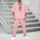 Two-Piece Set | Pink | Short Sleeve | Pants and Shirt Set | Men's Co-Ord Set-Chaps of London-Chaps of London