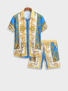 Two-Piece Set | Short Sleeve | Button-Up | Co-Ord Set | Men's Summer Clothes-Baroque Summer Set-Chaps of London-Sky Blue-S-Chaps of London