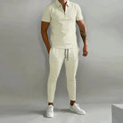 Two-Piece Set - Short Sleeve - Co-Ord Set - Men's Clothing-Men Set-Chaps of London-Beige-S-Chaps of London