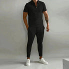 Two-Piece Set - Short Sleeve - Co-Ord Set - Men's Clothing-Men Set-Chaps of London-Black-S-Chaps of London