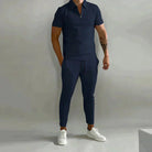 Two-Piece Set - Short Sleeve - Co-Ord Set - Men's Clothing-Men Set-Chaps of London-Navy-S-Chaps of London