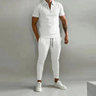 Two-Piece Set - Short Sleeve - Co-Ord Set - Men's Clothing-Men Set-Chaps of London-White-S-Chaps of London