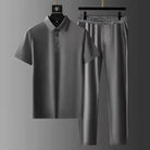 Two-Piece Set | Short Sleeve | Polo Shirt | Co-Ord Set | Men's Clothing-Chaps of London-Anthracite-M-Chaps of London